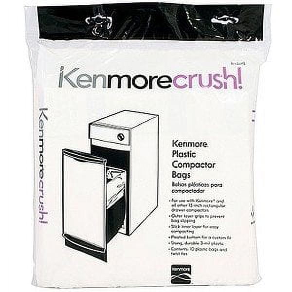 60ct Plastic Trash Compactor Bags for KENMORE, GE, FRIGIDAIRE