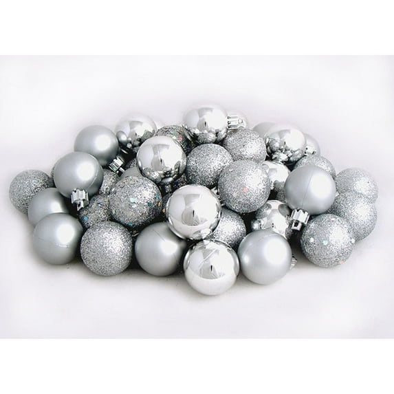 60ct Silver Splendor Shatterproof 4-Finish Christmas Ball Ornaments 2.5" (60mm)