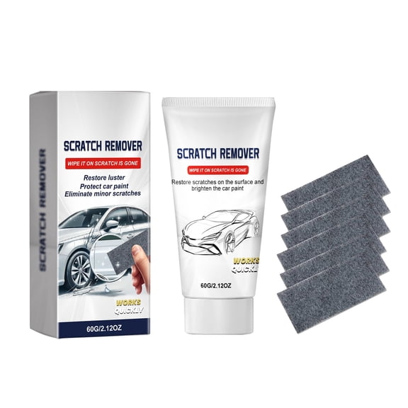 60g Car Scratch Remover Kit - Wipes & Polishing Cloths for Effective Paint Repair, Oxidation Removal & Surface Restoration, Safe for All Paint Types, Compact Storage for Easy Use,White