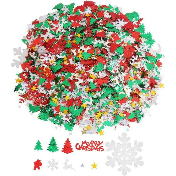 80g Christmas Confetti - Assorted Shapes Colors and Sizes