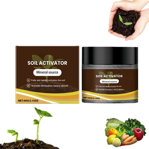 60g Soil Activator, Soil Boost Activator for Plants, Water-Soluble Formula to Enhance Nutrient Absorption & Boost Plant Rooting, Suitable for Garden Beds, Potting Mix & Seedling Compost