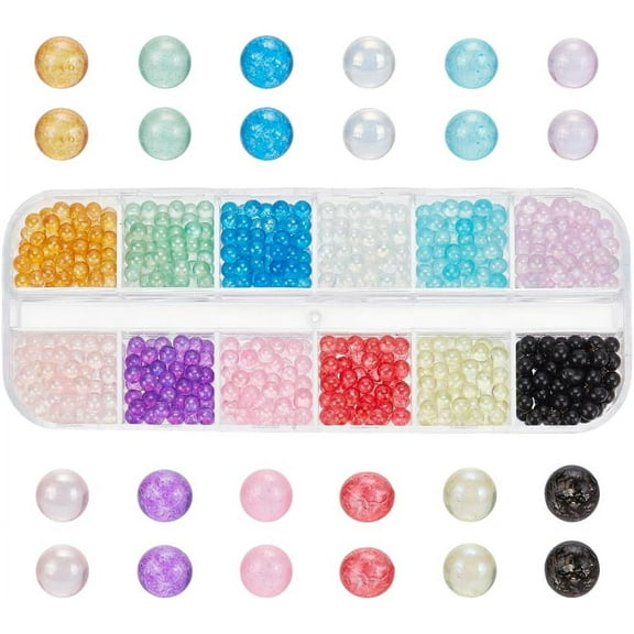 60g UV Resin Beads No Hole Beads 3.5~4mm Round Glass Beads Tiny Beads Droplet Beads Seed Beads