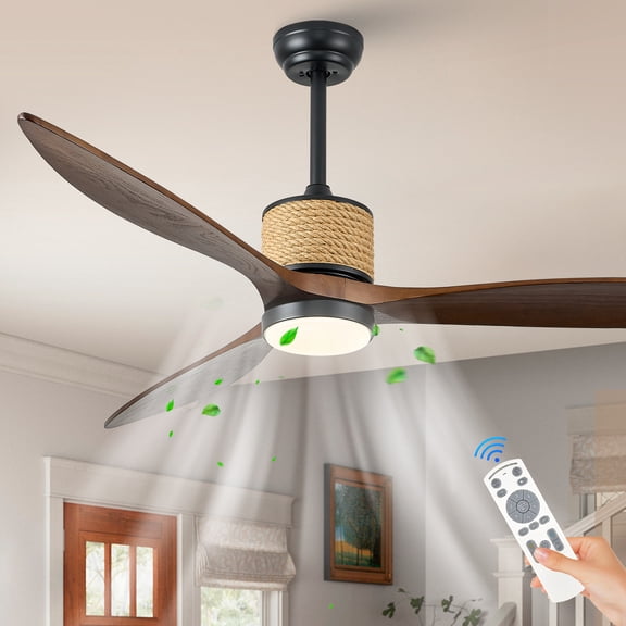 60in Boho White Ceiling Fan Lights with Remote Control 3 Blade Hemp Rope Ceiling Fans with Light Coastal Weathered Wood Ceiling Fan Outdoor Farmhouse Fan Light for Patio Living Room Kitchen