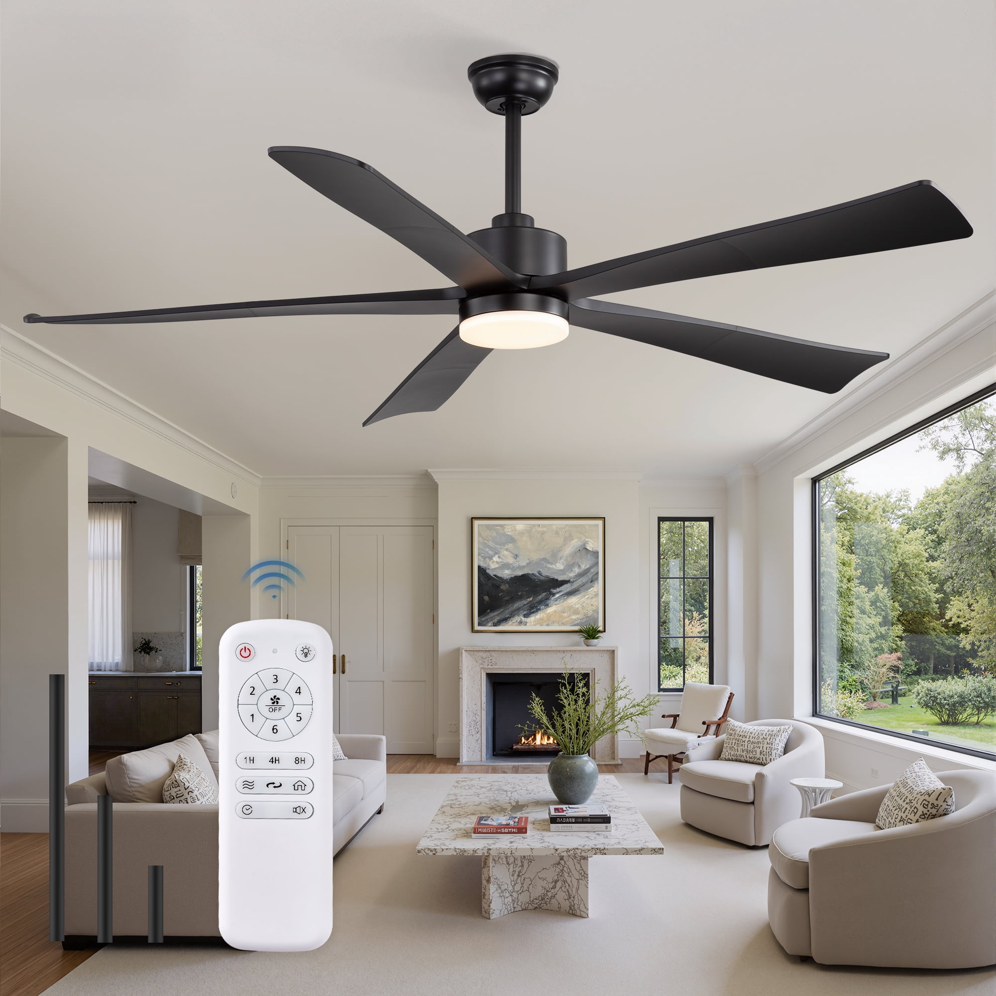 To Control Room Sign Lokivas 60in Ceiling Fan with Light - Dimmable LED, 6 Speeds, Remote ...