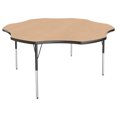 thumbnail image 1 of 60in Flower Everyday T-Mold Adjustable Activity Table Maple/Black - Toddler Swivel with Six 14in Stack Chairs Navy - Swivel Glide, 1 of 2