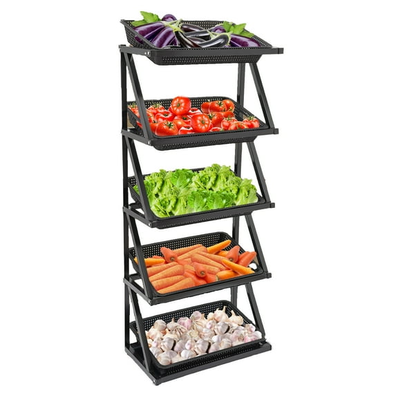 60in. High Vegetable Fruit Shelf, Side Display Stand Fruit Rack Fruit Shelf Supermarket Display