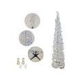 thumbnail image 1 of 60in Pre-Lit Foldable Christmas Tree – Collapsible Standing Holiday Decoration with Built-In Lights, Sequin & Ornament Details for Home Decor Party, 1 of 5