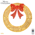 thumbnail image 1 of 60in Pre-Lit Outdoor Christmas Wreath with 400 LED Lights, Red Bow, Timer Remote, Weather-Resistant for Long-Lasting Holiday Cheer (Gold), 1 of 7