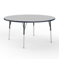 thumbnail image 1 of 60in Round Everyday T-Mold Adjustable Activity Table Grey/Navy - Standard Swivel with Eight 18in Stack Chairs Navy - Swivel Glide, 1 of 2