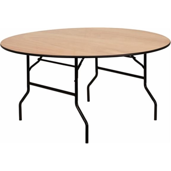 60in. Round Wood Folding Banquet Table - Unfinished Top - 30in. Height - Heavy Duty
