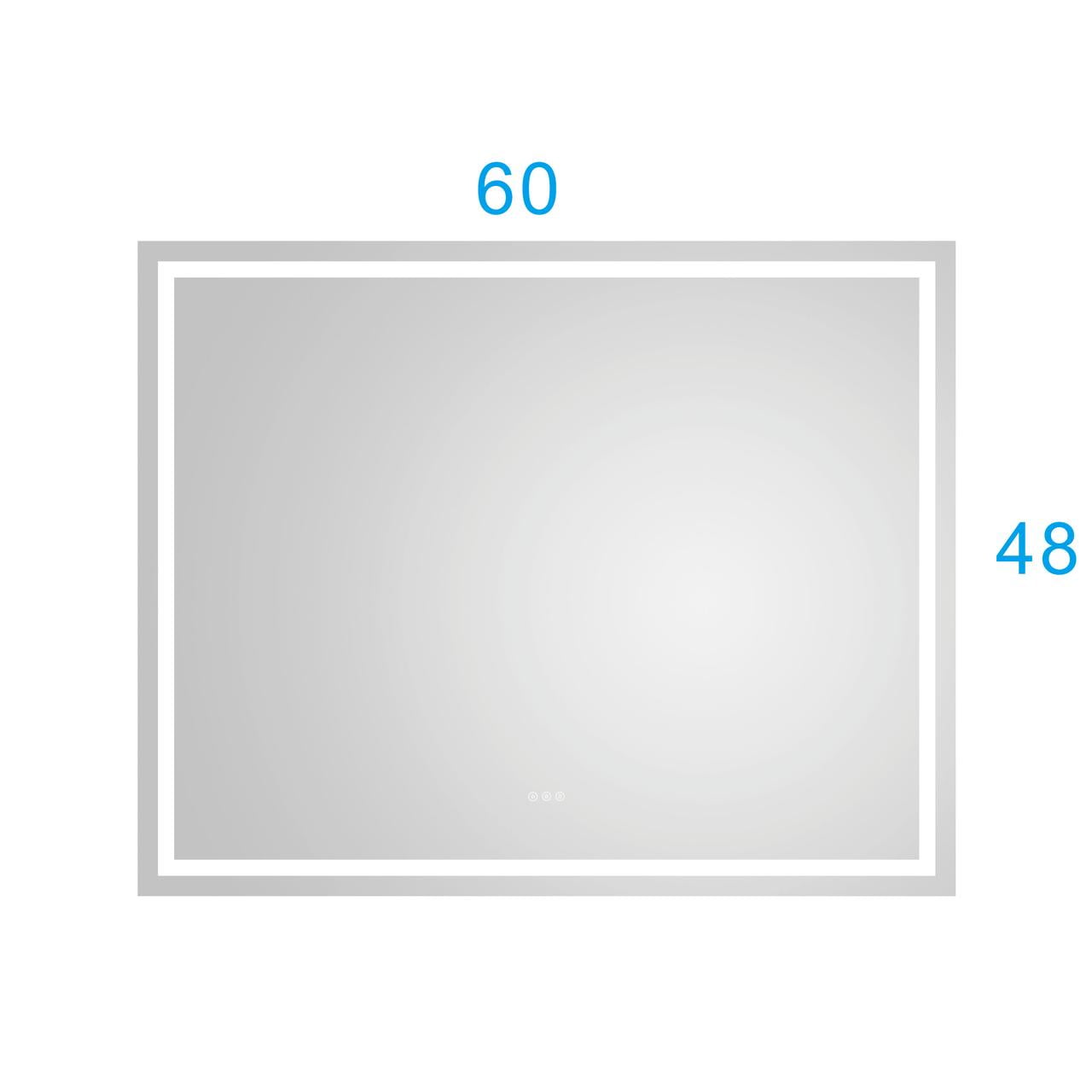 60in. W x 48 in. H LED Lighted Bathroom Wall Mounted Mirror with High