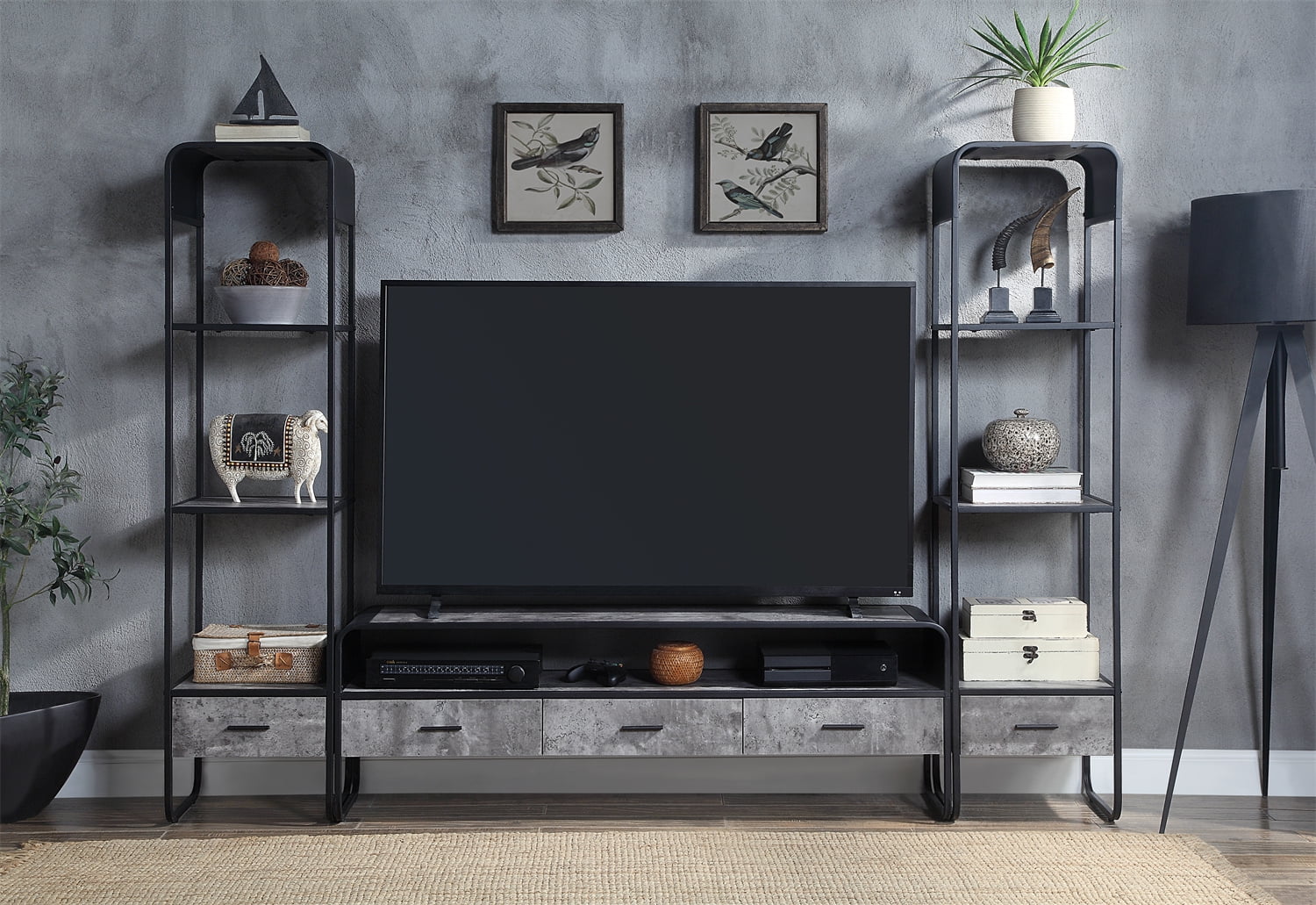 60inch Retro Style TV Stand with one Open Compartment & 3 Storage