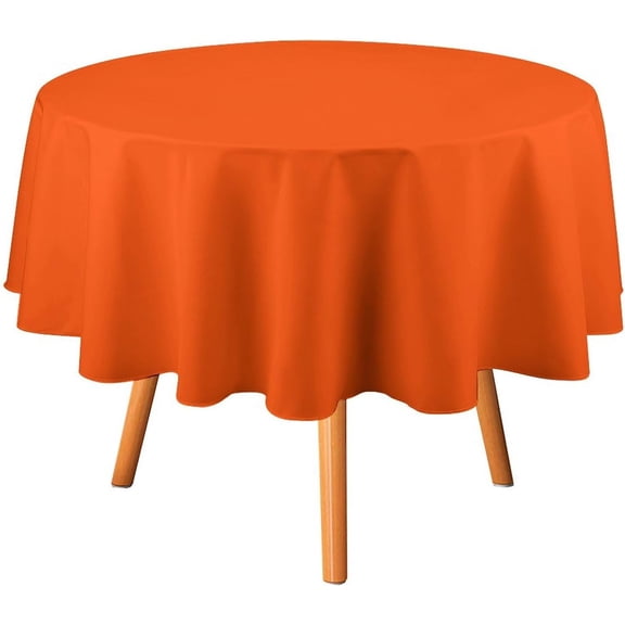 60inch Round Table Cloth, Light Burnt Orange Tablecloths Washable Table Cover for Kitchen Dinning Party Tabletop Modern Decoration