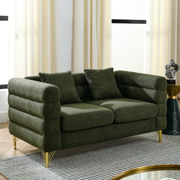 60inch Sectional Living Room - Fabric, 2 Pillows, Streamline Modern Design, Strong Durability Oversized Seater And Comfortable With Aesthetic, Materials