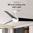 thumbnail image 1 of Warmiplanet 60inch White Ceiling Fan with Lights Remote Control,  DC Motor,6 Speed, Frosted Glass (3 Blades), LED Light, 1 of 8