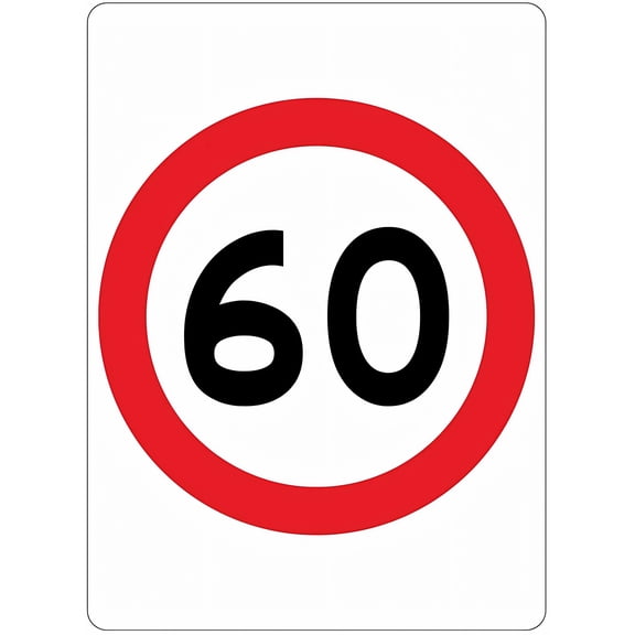 60km Speed Limit Traffic (L6598) Metal Tin Sign - 8"x12" Industrial Commercial Series Signage, Traffic Control Sign
