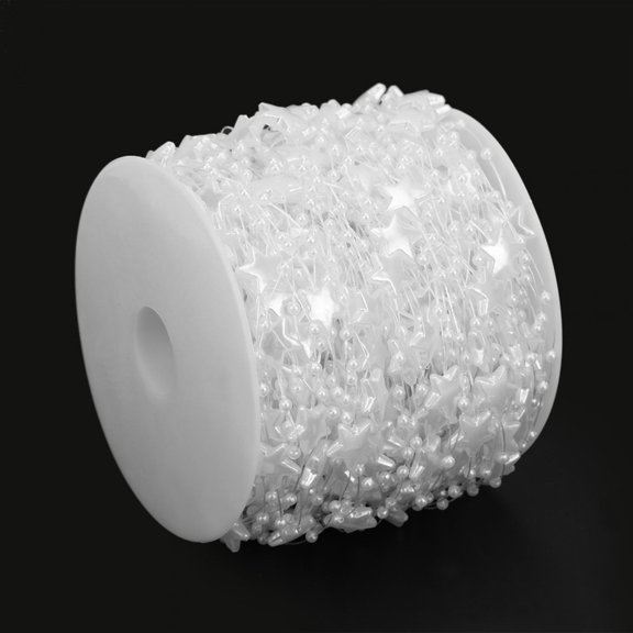 60m Five-Pointed Star Faux Pearl Bead String DIY Christmas Tree Decor Bouquet AccessoriesWhite