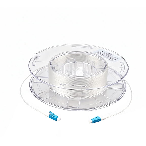 60m LC to LC Fiber Optic Patch Cable, G657A2 Bend Insensitive Transparent Invisible Fiber Jumper, FTTH Indoor Installation (1 Reel, Clear)