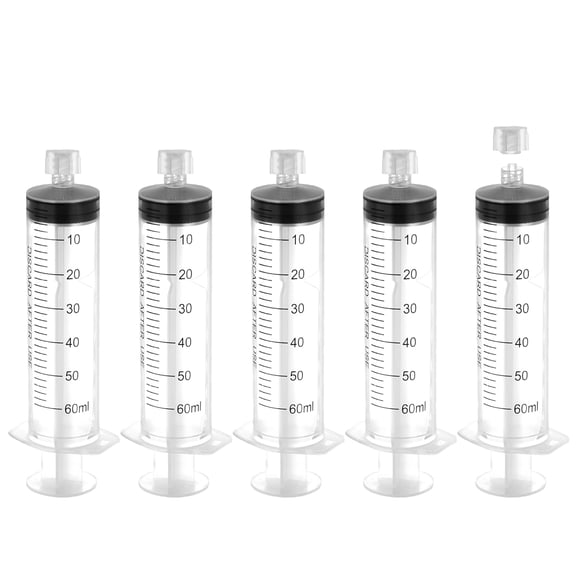 60mL Luer Lock Syringe with Cap - Sterile Individually Wrapped Without Needle - Leak-Proof Accurate Measurement - 25Pack for Lab Use and Home Care