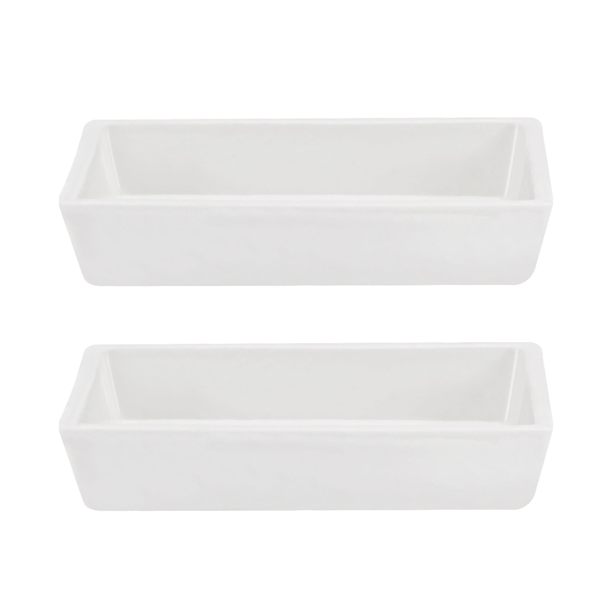 60ml 91x62x19mm Rectangular Boat Sample Holder Porcelain Crucible for Melting Refining 2 Pack