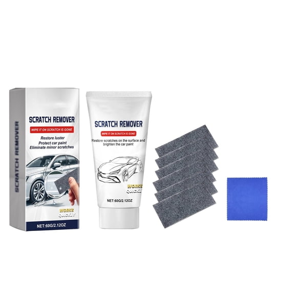 60ml Cloth Car Scratch Removal Kit, Instant Repair Easy to Use Scratch Fixer, Safe for All Car Paint Portable Cost-Saving Polishing Kit for Car Owners and Auto Detailing