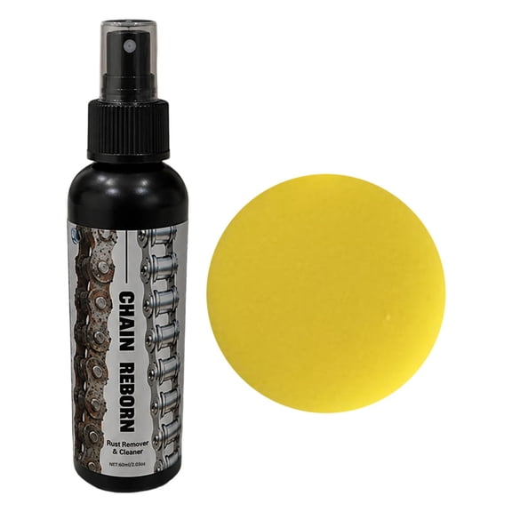 60ml Rust Remover Spray, Plastic Bottle 4x4x13cm, Fast-Acting Metal Cleaner with Sponge, for Chains & Tools (1 set)