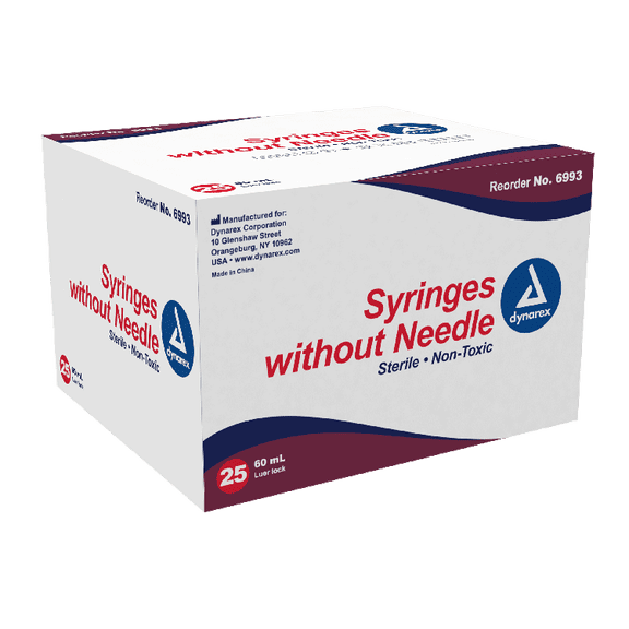 60ml Syringe Only with Luer Lock Tip - 25 Syringes Without a Needle by Easy Glide - Great for Medicine, Feeding Tubes, and Home Care