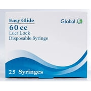 60ml Syringe Only with Luer Lock Tip - 5 Syringes Without a Needle by Easy Glide - Great for Medicine, Feeding Tubes, and Home Care