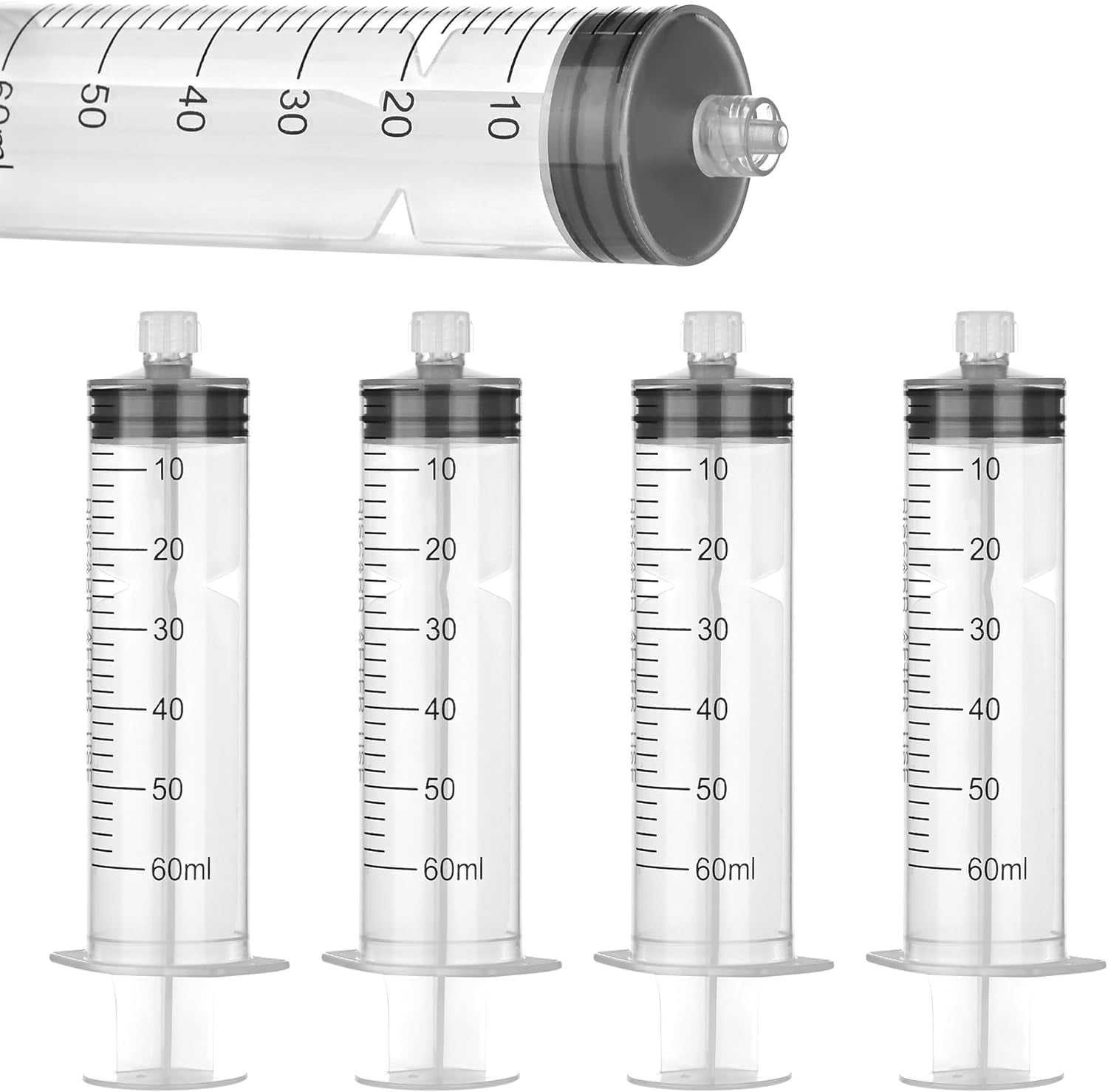 60ml Locking Syringe for Liquids, Syringe with Cap, 10 Packaged Individually