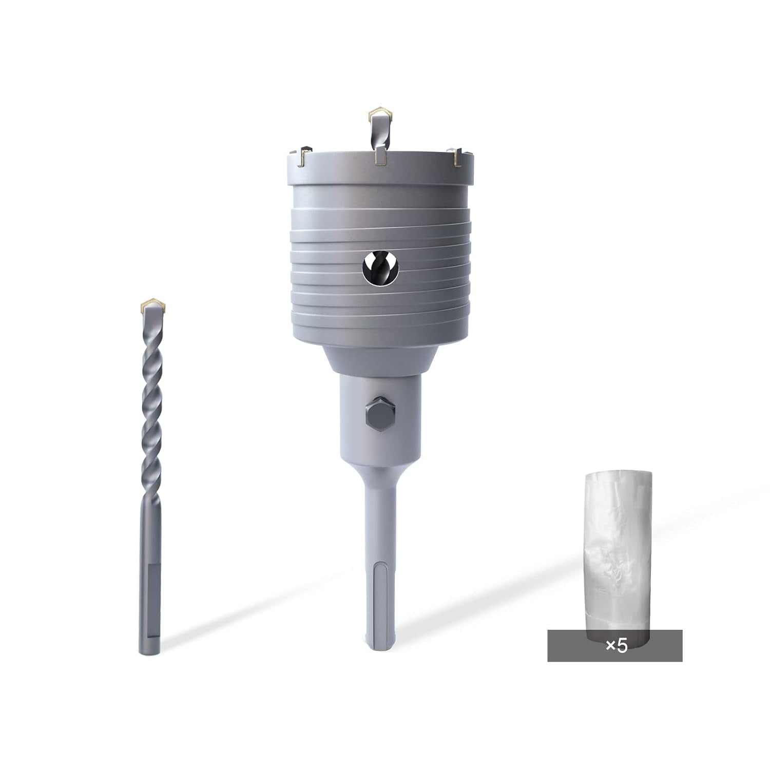1-3/8" Concrete Hole Saw Kit - 35mm Tungsten Core Bit With SDS Plus Shank For Brick, Block & Rock