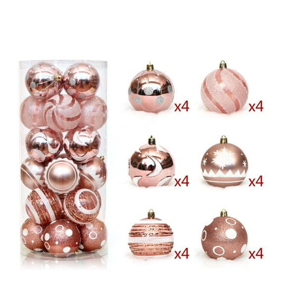 60mm/2.36" Christmas Ball Ornaments,24PCS Christmas Tree Baubles Shatterproof Plastic Christmas Ball Ornament Tree Pendants Holiday Party Festival Decor