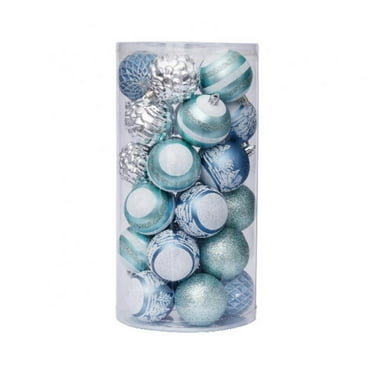 60mm/2.36" Delicate Contrast Color Theme Painting & Glittering Christmas Tree Pendants Decorative Hanging Christmas Baubles Balls Ornaments Set - 30 Pieces