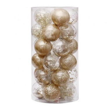 60mm/2.36" Shatterproof Clear Plastic Christmas Ball Xmas Tree Decoration DIY Handcraft Ornaments (30 Counts, Gold)