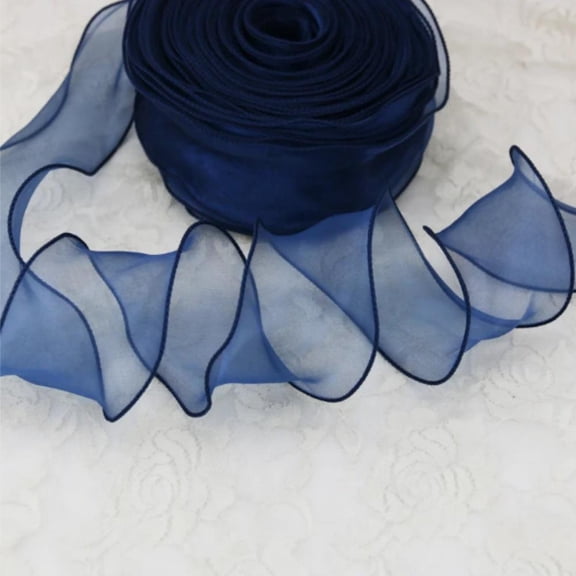 60mm 4.5meters Wave Fishtail Organza Ribbon Bow Material for Hair Ornament Gift Wrapping Decoration Flower Packaging Lace Ribbon