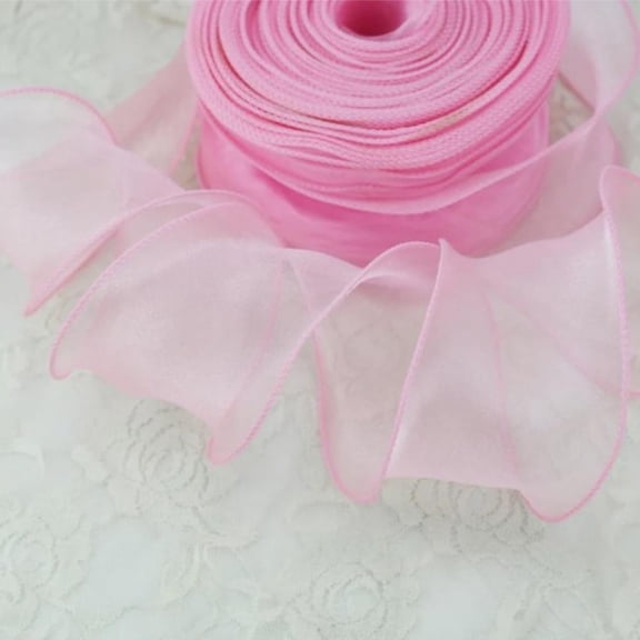 60mm 4.5meters Wave Fishtail Organza Ribbon Bow Material for Hair Ornament Gift Wrapping Decoration Flower Packaging Lace Ribbon