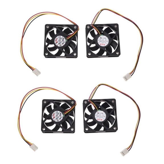 60mm 6cm DC 12V 3 Pin Computer Case CPU Cooler Cooling Fan Black 4 Pcs