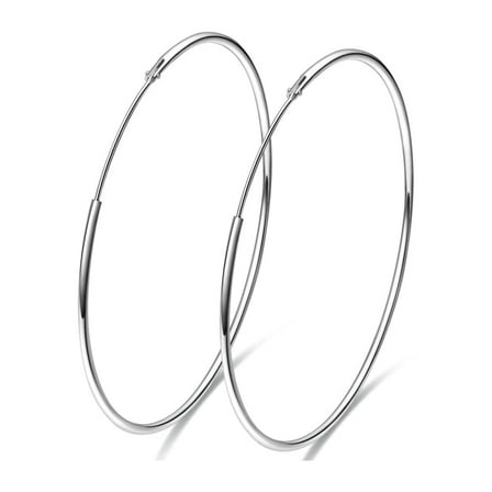 60mm Big Hoop Earrings Sterling Silver 925 Large Circle Huggie Hoops for Women
