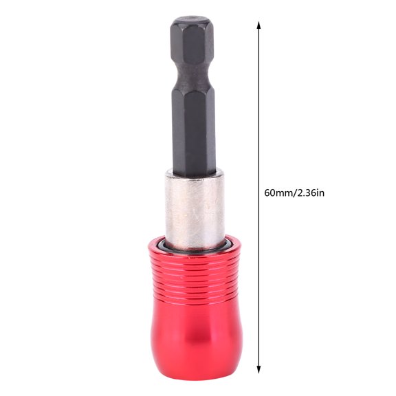 60mm Chrome  Steel 1/4 Inch Hex Magnetic Bit Holder Extension Bar Adapter - Red