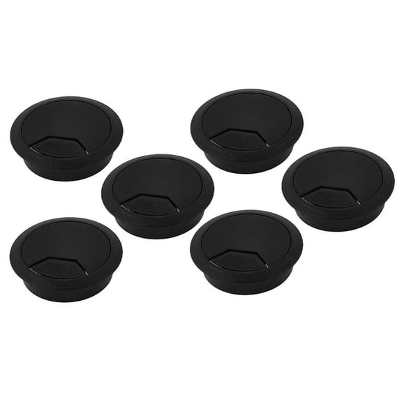60mm Computer Desk Table Grommet Cable Port Wire Hole Cover 6 Pcs,6 x Cable Hole Cover,Black