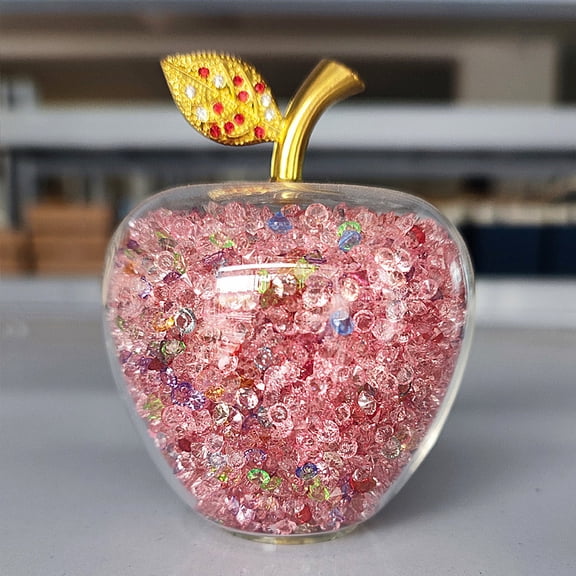 60mm Crystal Apple Figurine Paperweight, Glass Apple Collectible with Ornament for Home Table Decor ChristmasColorful