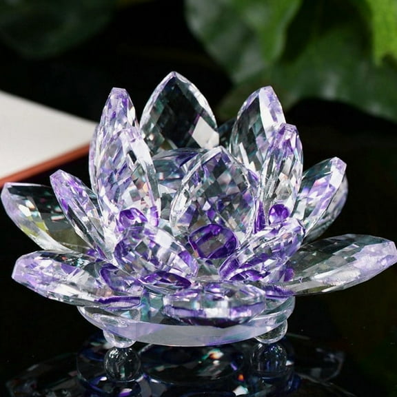 60mm Crystal Glass Lotus Flower Paperweight - Feng Shui Decor Ornament for Good Luck & Positive Energy, Home Office Desk Decor