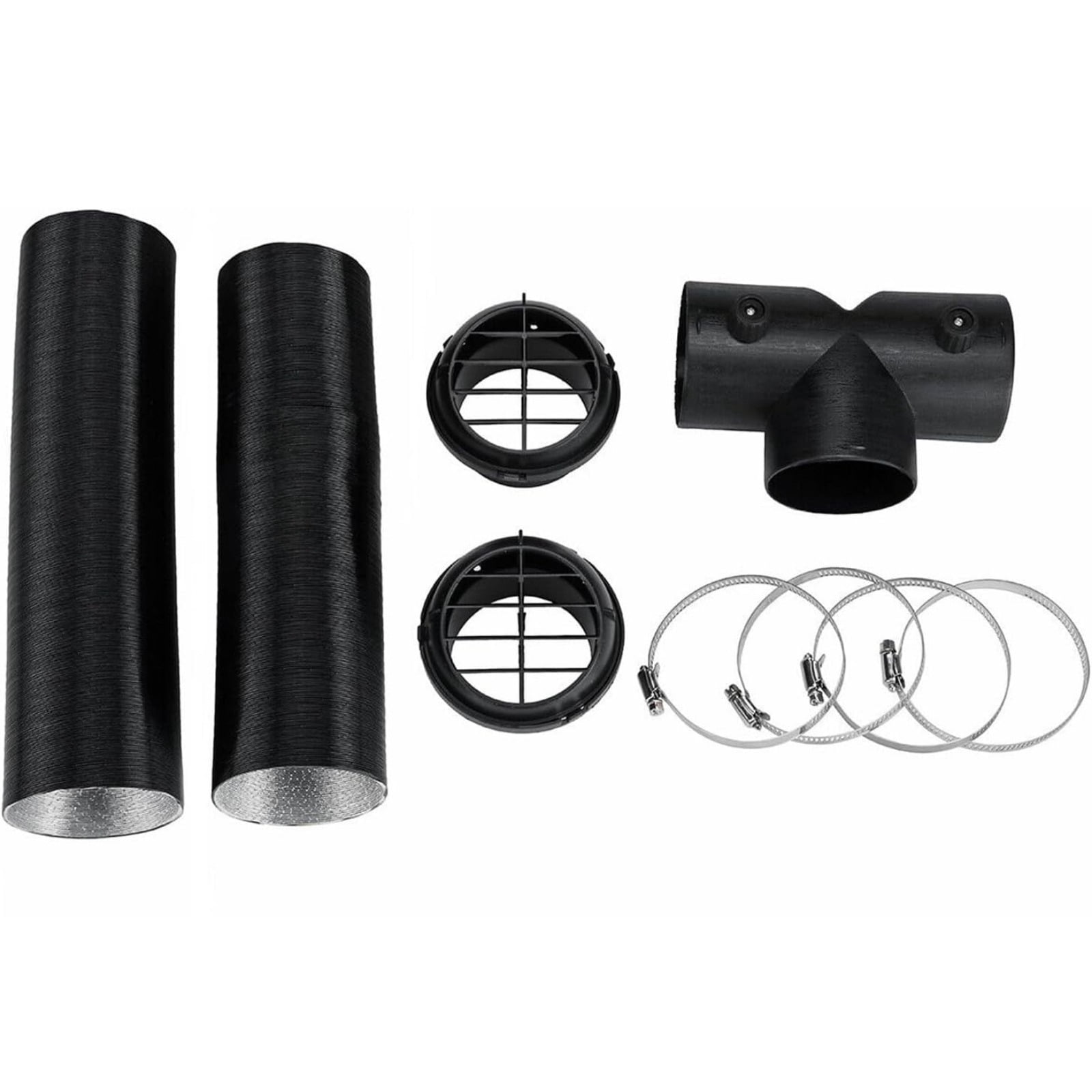 60mm Diesel Heater T Connector Kit with 2 Air Outlets Extendable Duct Pipes and Clamps for Webasto for Eberspacher for Propex
