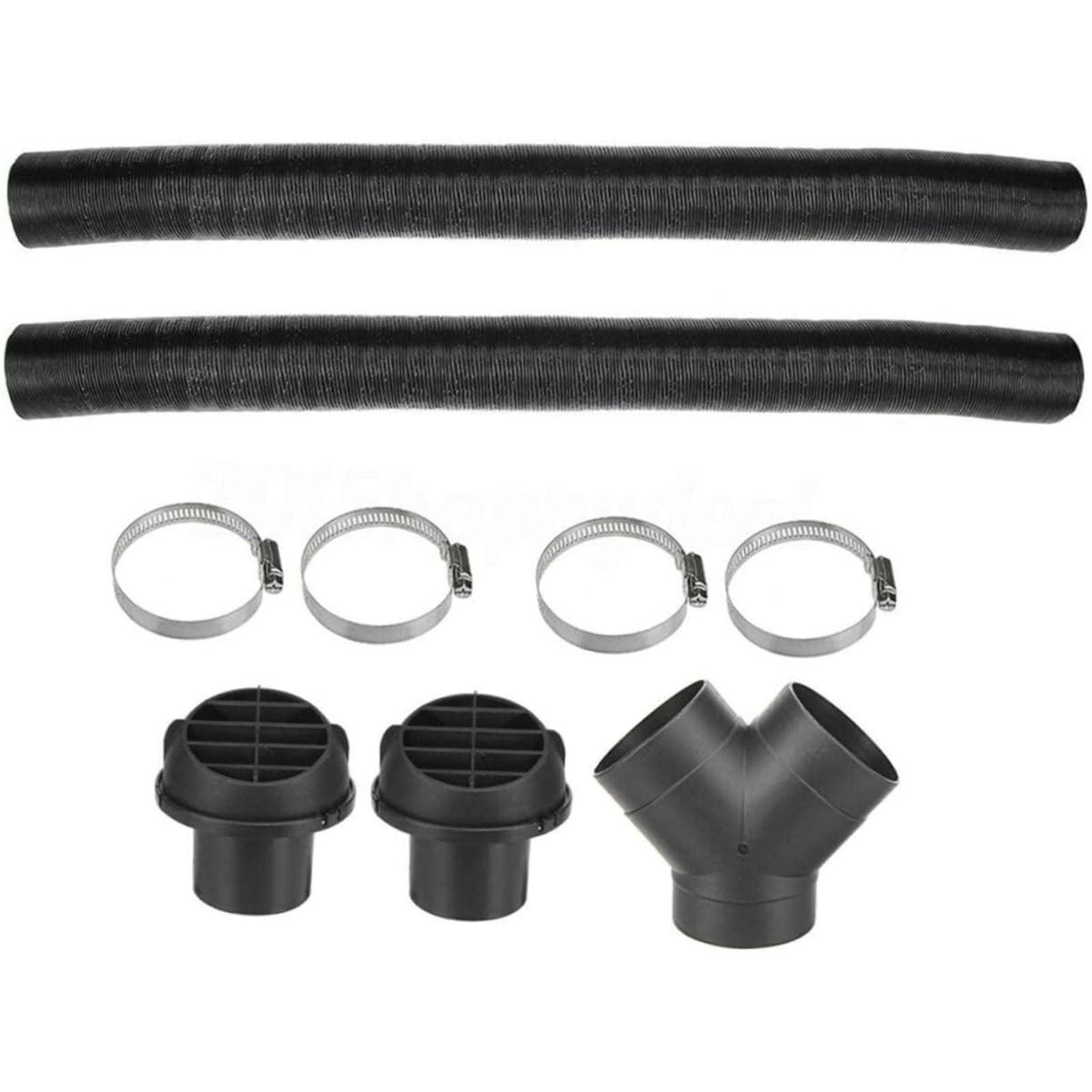 60mm Diesel Parking Heater Warm Air Vent Kit with 2 Flexible Duct Hoses Y Shape Connector 2 Round Air Outlets and 4 Clamps