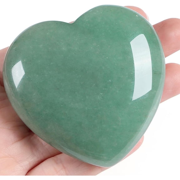 60mm Green Aventurine Heart Shaped Healing Crystal Stone, Reiki Luck Meditation Gemstone Gift for Women