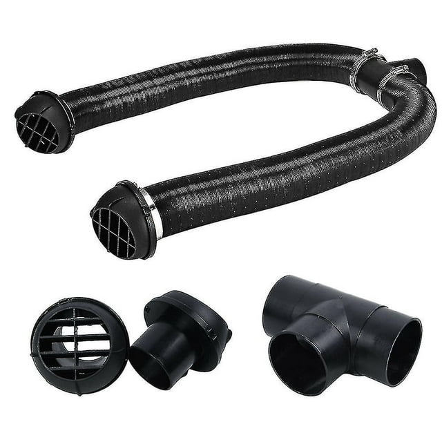 60mm Heater Pipe Duct T Piece Warm Air Outlet Vent Hose Clips