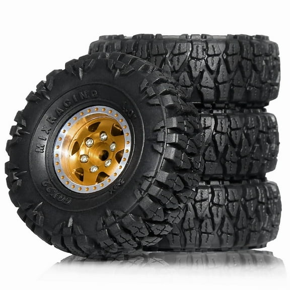 60mm Metal Beadlock Wheel Rim Rubber Tire Set for 1/24 RC Crawler Car FMS FCX24M TRX4M SCX24 Upgrade Parts Accessories