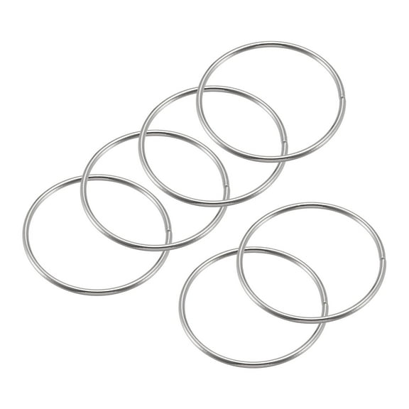 60mm OD Metal O Ring Iron Electroplated Silver Tone 6 Pack