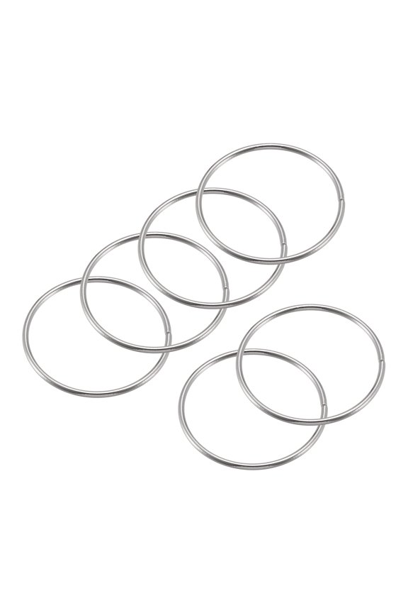 60mm OD Metal O Ring Iron Electroplated Silver Tone 6 Pack