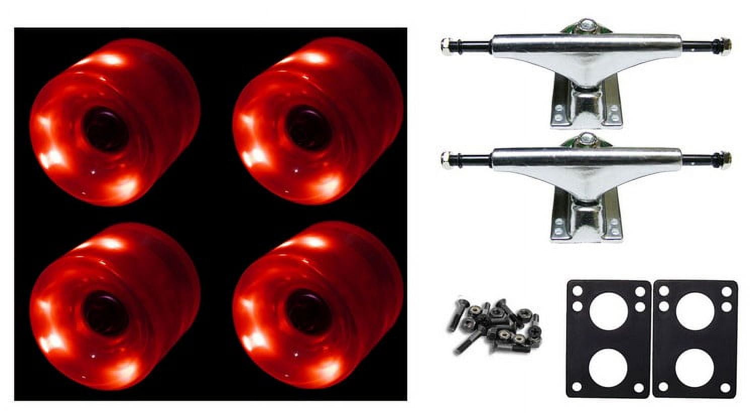 60mm Red LED WHEELS Night Light Skateboard Combo Trucks/Wheels/Bearings