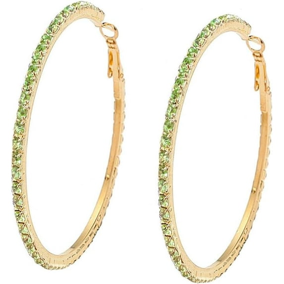 60mm Rhinestone Big Hoop Earrings for Women Hypoallergenic Large Cubic Zirconia Hoops Huggie Sparkly CZ Crystal Gold Plated Women's Loop Earring Fashion Classic Jewelry for Party Dance